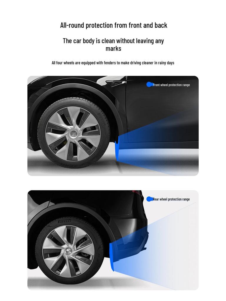 Передние и задние брызговики для Tesla Model 3/Y - Без сверления, Защита шин