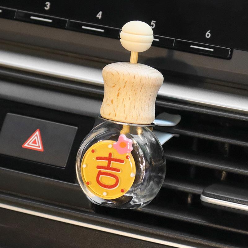 Car Air Vent Clip Aromatherapy Bottle Lucky Text Empty Diffuser Cute Car Interior Decor