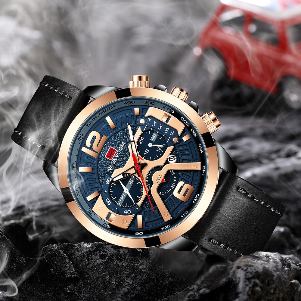 VA VA VOOM Мужские кварцевые часы Новые шесть игл 8329 Повседневные мужские часы Деловые водонепроницаемые кварцевые часы с датой Мужские модные светящиеся спортивные часы