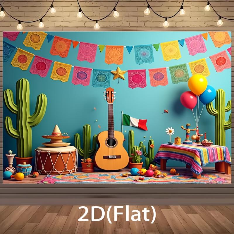2D plane 1 Mexican festival party banner - Easy to hang - Mexican birthday background decoration