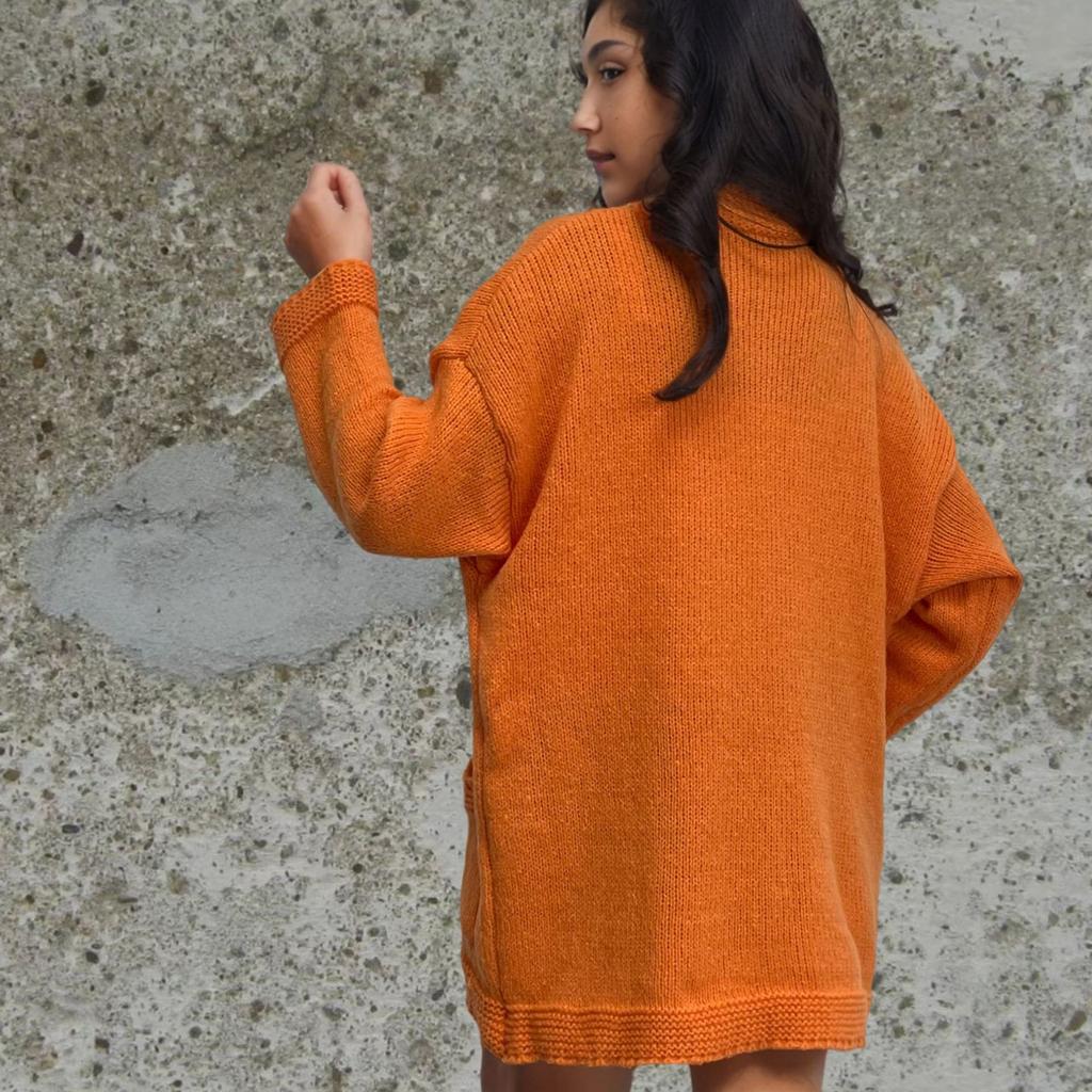 Женская мода вязаный карманный кардиган свитер со свободным пальто