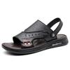 Fashion 2025 Summer Outdoor Leather Sandals for Men Dual-use Solid Color Beach Shoes Slipper Male New Designer Driving Shoes Man