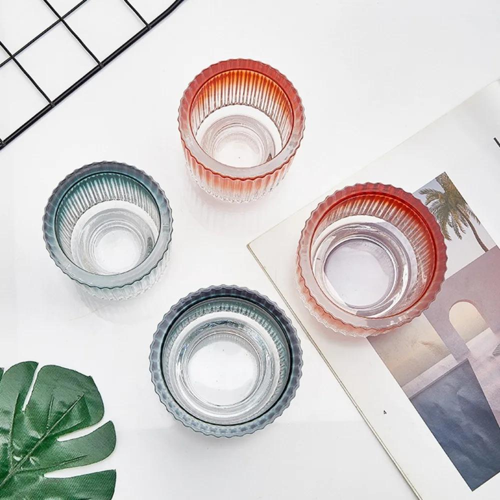 Современный скандинавский стеклянный подсвечник с прозрачной чашей для свечи с вертикальными полосками для центральных элементов, украшения стола для свадьбы, дня рождения