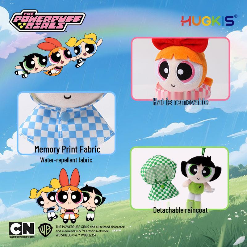 Оригинальный клетчатый дождевик Powerpuff Girls Плюшевый брелок-подвеска со съемной водоотталкивающей сумкой