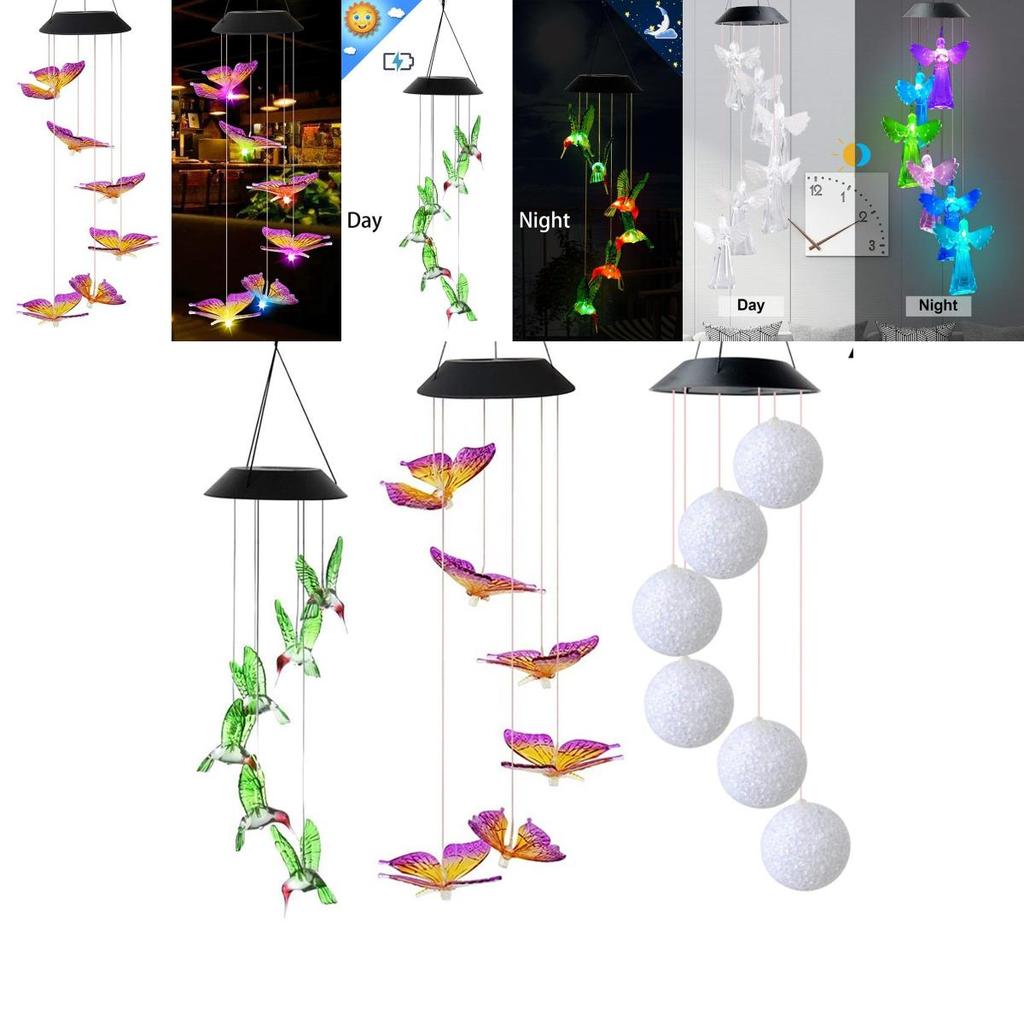 Красочные ветряные колокольчики на солнечной батарее для волшебной атмосферы сада