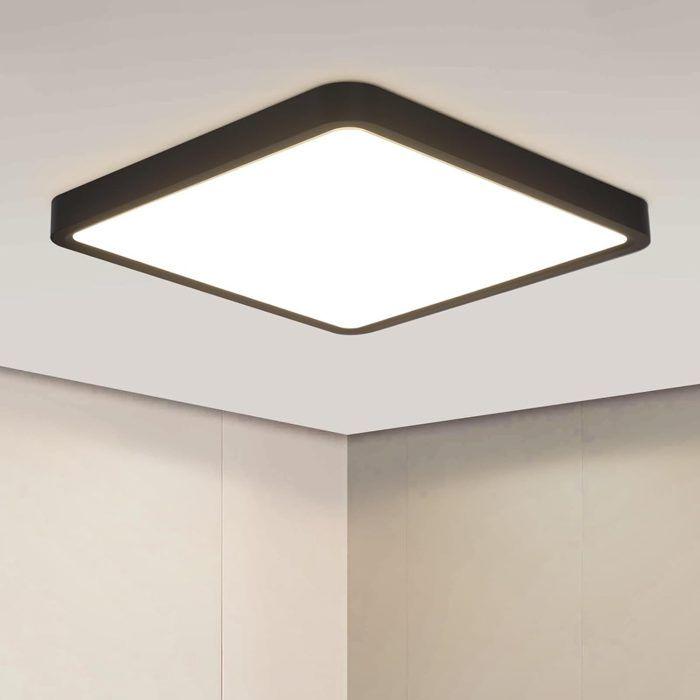 Plafonnier LED NETTLIFE Plafonnier plat 23 cm 18W Noir