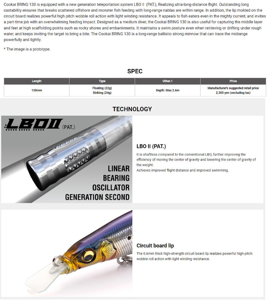 Megabass Плавающая приманка Cookai Bring 130F GG Chart Back Rainbow PB (7779)