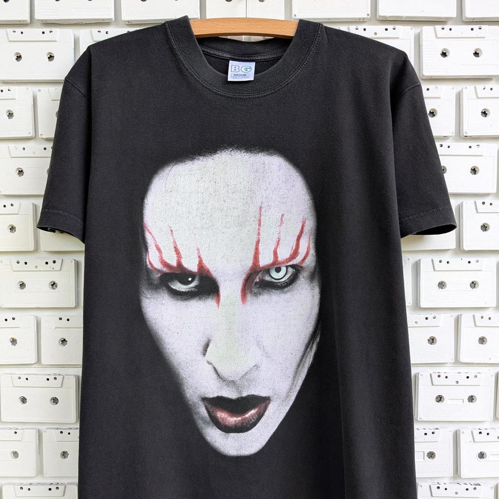 Винтажная футболка Marilyn Manson 2000 года с принтом большого лица Индустриальный Метал Альтернативный Глэм-рок Мерч Футболка Размер M