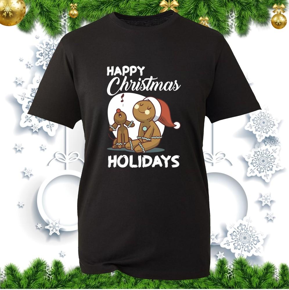 Happy Christmas Holidays Tshirt Funny Gingerbread Xmas Winter Festive Tee Top