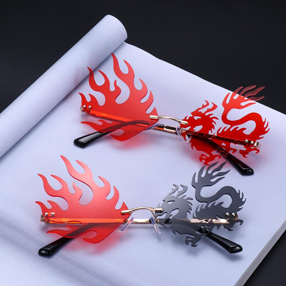 Phoenix Shape Sunglasses for Women Rimless Sunglasses Tinted Frameless Eyewear Trendy Sun Glasses