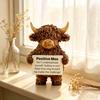 A Cute Scottish Highland Cow Statue, Resin Farmhouse Cow Desk Decor, Encouragement Cheer Up Gift for Office Home Shelf Tabletop