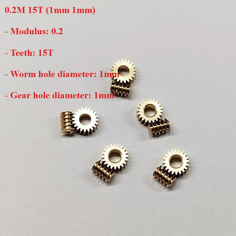 5Sets Modulus 0.2 12T 15T Worm Gear Brass Mini 90 degree Reducing Transmission Gear for RC DIY Model Car Shaft Pinion Connector