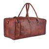 Vintage Genuine Goat Brown Leather Travel Luggage Duffel Weekender Overnight Bag