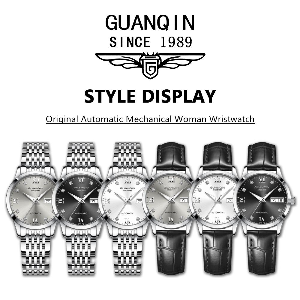 GUANQIN Women's Watches Casual Fashion Fine Steel Original Brand Automatic Mechanical Wristwatch for Lady Waterproof Luminous