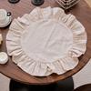 Деревенская салфетка под тарелку, однотонная, круглая, с оборками, для послеобеденного чая, мягкая стираная хлопковая скатерть, для стола, обеденной кухни, вечеринки, деревенский декор стола