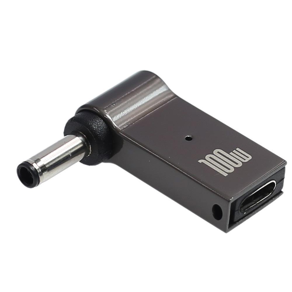 Адаптер постоянного тока PD Induction Elbow из цинкового сплава мощностью 100 Вт: Type-C Female к Lenovo Square Port 1145, 20 В