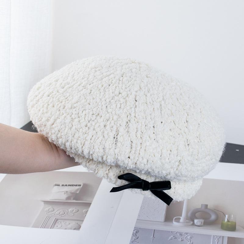 Зимняя японская вязаная шапка с бантом для женщин весна-осень милый универсальный берет шляпы художника