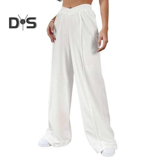 Женские брюки V-образной формы с высокой талией, прямые, широкие, длинные брюки, однотонные, свободного кроя, спортивные брюки для повседневной носки