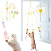 Interactive Door Hanging Cat Teaser Simulation Retractable Cat Feather Toy Supplies Self Play for Indoor Kitten Chase Exercise
