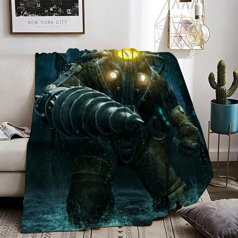 Bioshock Rapture Throw Lightweight 240g Flannel Blanket Soft Skin-friendly for Summer Cooling