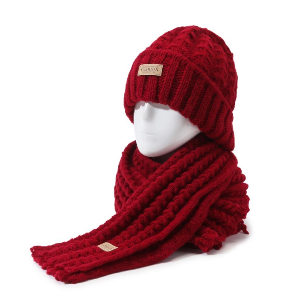 2Pcs Windproof Neck Guard Hat Set Korean Style Warm Scarf Fashion Knitted Hat Scarf Winter Autumn