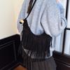 Новая модная сумка с бахромой, ретро женская сумка-ведро, текстурная, для поездок на работу, на плечо, женская сумка, сумка подмышку