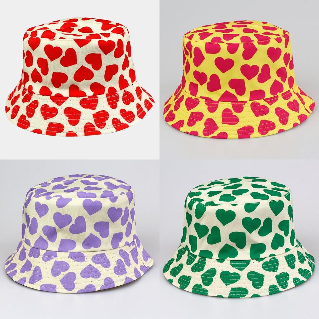 Heart Love Reversible Fisherman Hat For Summer Sun Protection Breathable Cute Outdoor Accessory