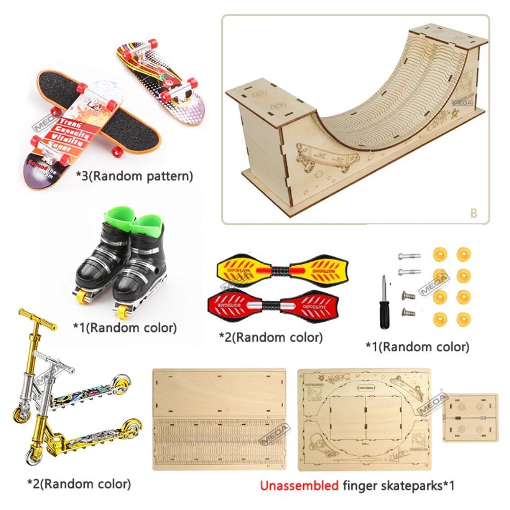 Wooden Finger Skateparks Kits Fingerboards Display Rack Metal Alloy Bridge Plastic Finger Boarding Fingertip Toys Digital Deck