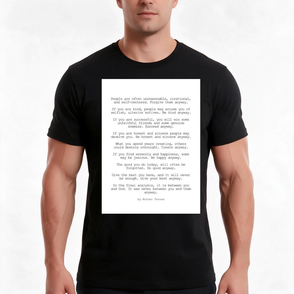 Do It Anyway By Mother Teresa Minimalism Inspirational Tshirt Summer Casual Cotton Tee Oversized Streetwear Tops