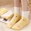 Small Yellow Duck Socks Women's Mid-Calf Autumn Winter Cute Kawaii Fluffy Mink Velvet Home Floor Coral Velvet Sleeping Socks