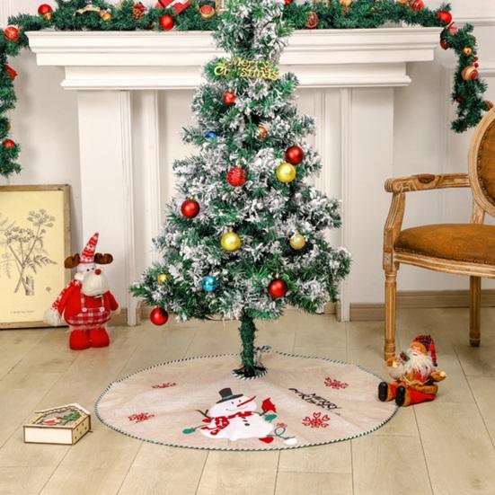 Юбка для рождественской елки 40 дюймов Зимний снеговик/Дед Мороз Коврик для рождественской елки Рустикальная мешковина Юбка для елки для праздничной вечеринки Домашние комнатные украшения