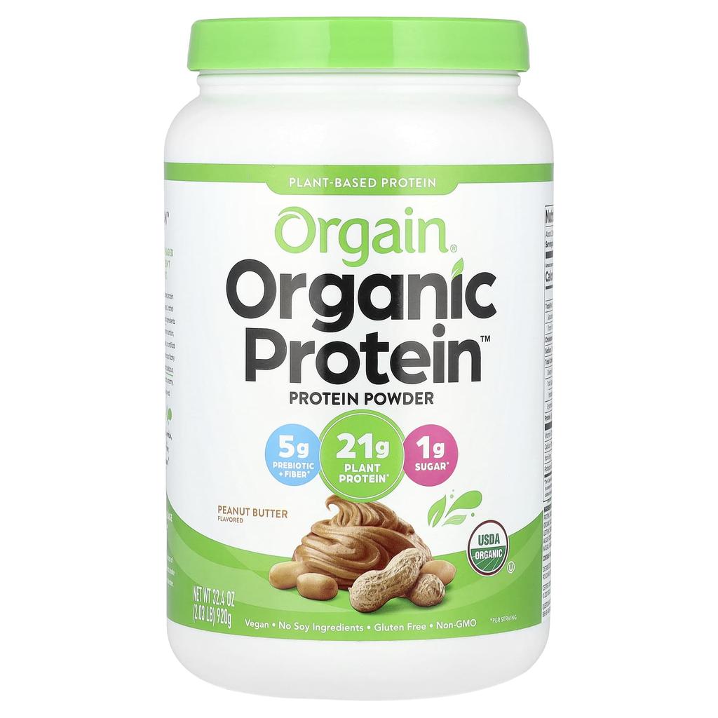 Orgain Organic Protein Powder, Plant Based, Peanut Butter, 2.03 Lb (920 G)