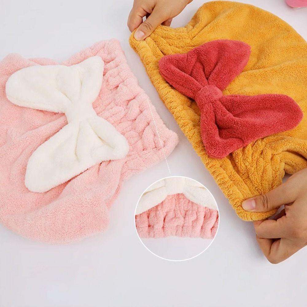 Absorbent Dry Hair Towel Thick Head Scarf Bowknot Bath Towels  Adult