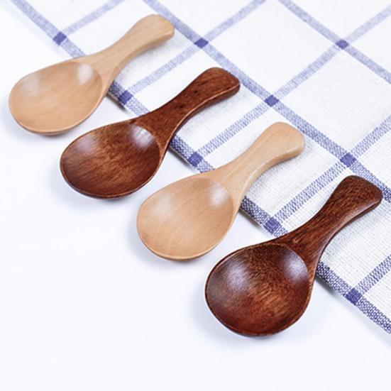 4 шт./компл. с короткой ручкой, гладкие пищевые детские ложки, мини-кухонные приправы для специй, деревянные ложки, кухня