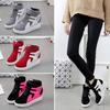 2024 Women Spring Casual Vogue Wedges Black Basket Femme High Top Vulcanize Shoes Platform Boots Red Sneakers  Zapatos De Mujer