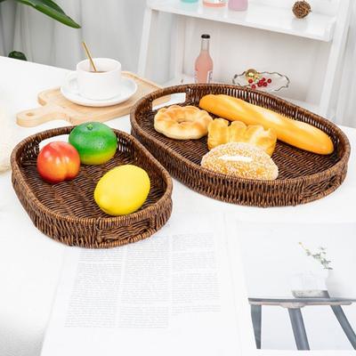 Практичная плетёная корзина из искусственного ротанга, овальная, большой вместимости, многоцелевая, для хлеба, для гостиной