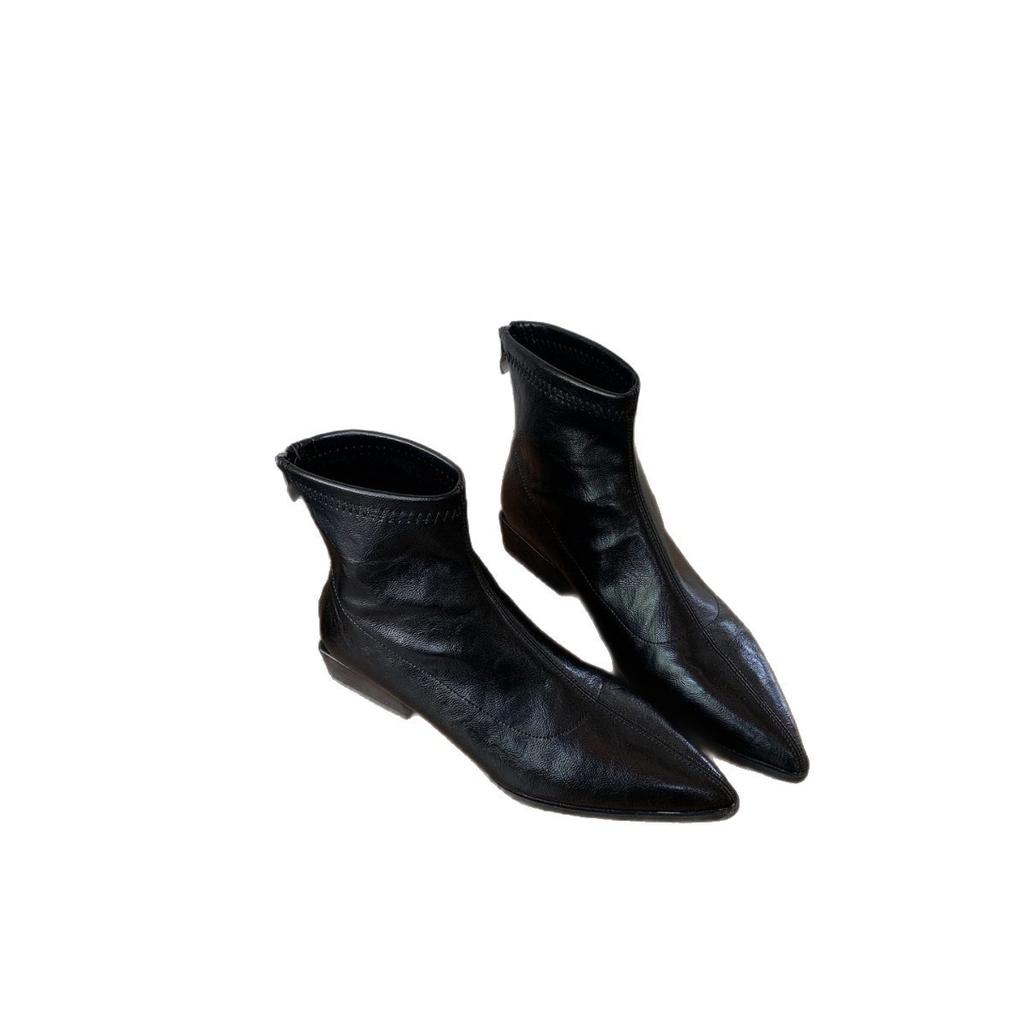 Coarse heel French temperament pointed brown short boots women's boots autumn and winter new