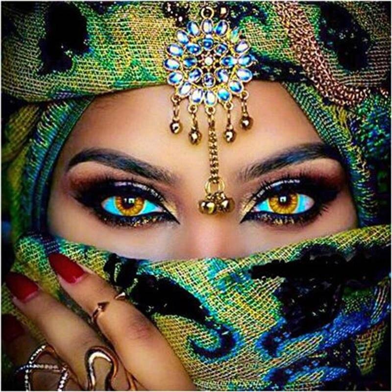 Полный круглый дрель мусульманский 5D DIY Алмазная картина «Женщина в маске» Вышивка крестиком 3D Домашний декор