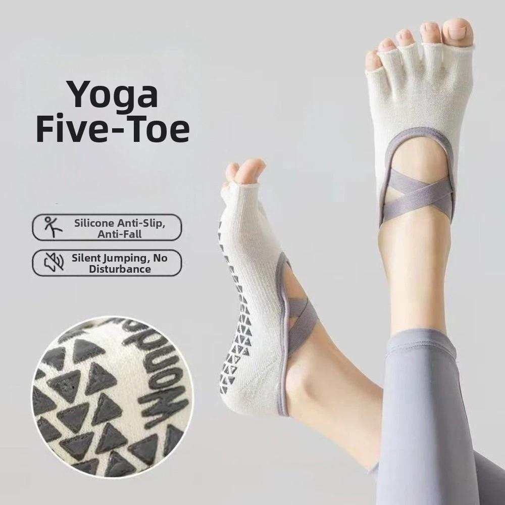 Cotton Women Yoga Socks with Double-crossed Straps Yoga Hosiery Sports Five Finger Socks Fitness