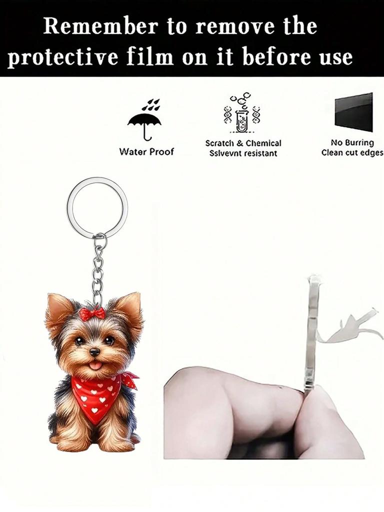 1 cute puppy keychain 2D acrylic animal keychain bag backpack pendant car key pendant dog mom dad pet enthusiast gift
