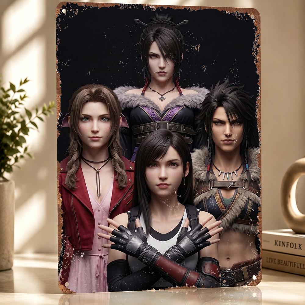 Final Fantasy D Texture Printed Poster Custom Vintage Metal Tin Plate Sign for Wall Art Home Decor Accessories Wand Deko Items