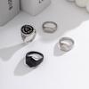Titanium Steel Hexagon Letter Star Men Ring Set Fashion Jewelry Korean Style Ring Vintage Ring
