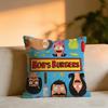 Cartoon BBobs BBurgers Anime Cushion Cover Cozy Velvet Throw PillowSoft Warm Cushion For Sofa  Bed