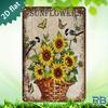 New Trendy HD Metal Wall Art  Vintage Retro Sunflowers D Flat Design Rustic Country Style Illustration with Wicker Basket B