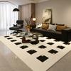 Scandinavian Black  White Geometric Rug Non-Slip High Density Carpet for Modern Living Room Bedroom Office Home Decoration Mats