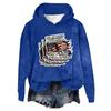 Women's Hooded Long Sleeve Printed Flannel Top Hooded Sweatshirt