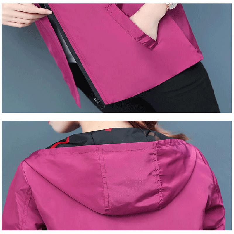 Женская блузка размера плюс, двусторонняя куртка, женская короткая свободная весенне-осенняя повседневная куртка с капюшоном