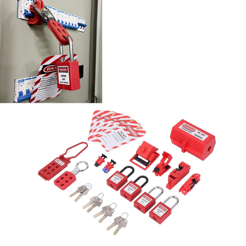 Electrical Lockout Tagout Kit Hasps Plug Lockout Loto Safety Locks Hanging Tags Keys and Storage Bag