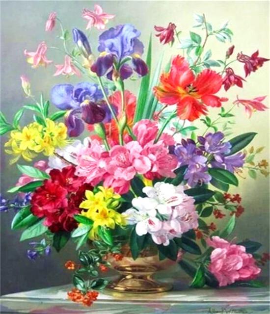 RUOPOTY DIY Frame Oil Painting By Numbers Daisy Flower Acrylic Home Decor On Canvas Wall Art Picture Rose For Living Room