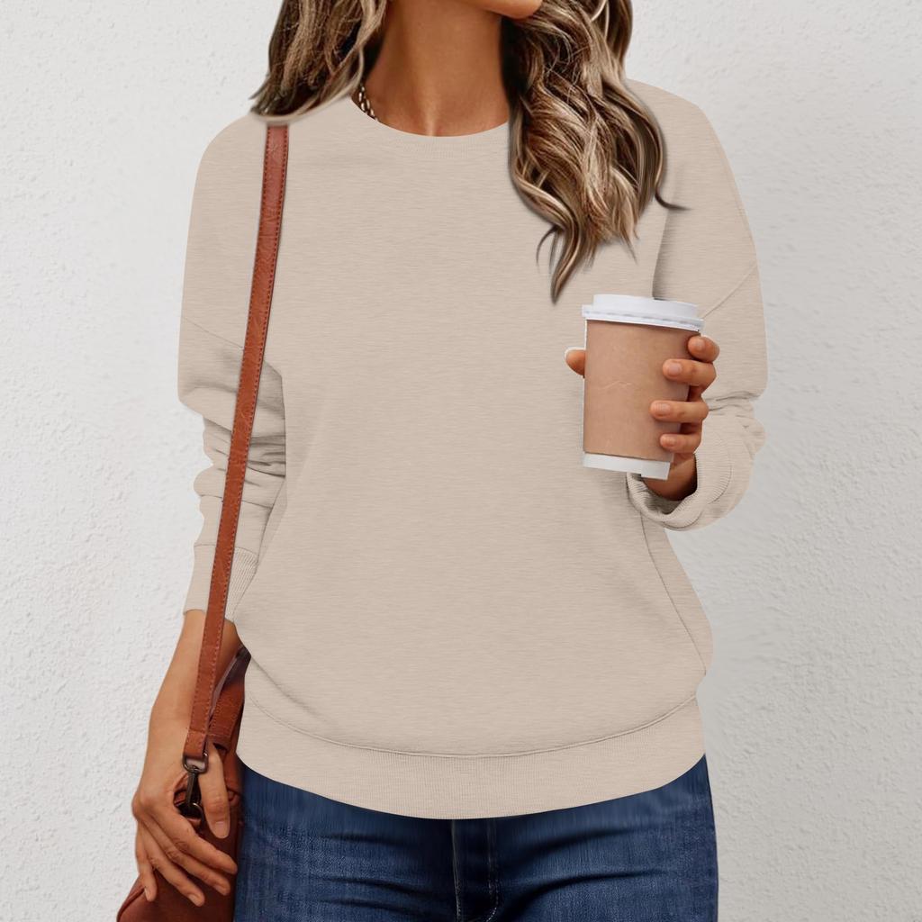 Женская модная толстовка с длинными рукавами однотонной расцветки